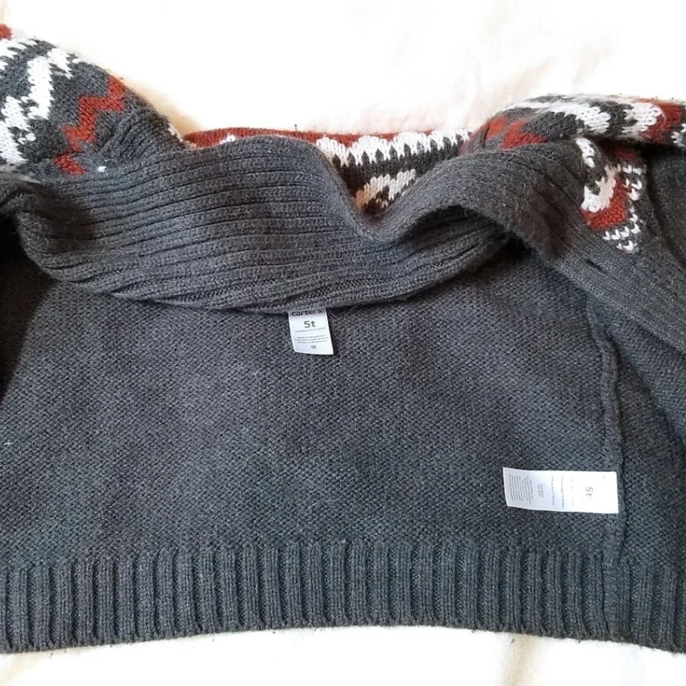 Carter's Boys Fair Isle Shawl Collar Cardigan Sweater Size 5T